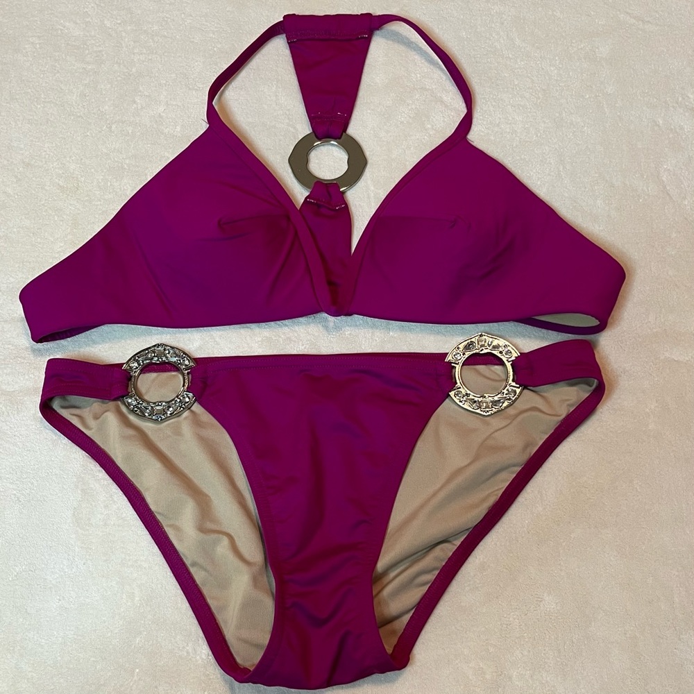 NWOT Victoria’s Secret Pink Bikini Crystal Embellished Metal Rings Size S